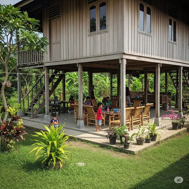 Desain Rumah Sederhana Halaman Luas. Foto: Gemini