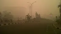 Kabut asap membuat udara di sebagian wilayah Riau tidak sehat lagi (Liputan6.com/M Syukur)