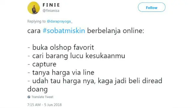 Baru-baru ini para netizen membagikan cuitan mereka tentang cara sobat miskin belanja online.
