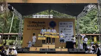 Tiga pelari putra Kenya menguasai nomor full marathon pada ajang Maybank Marathon 2023 yang berlangsung di Gianyar, Bali, Minggu (27/8/2023). (Marco Tampubolon/Liputan6.com).