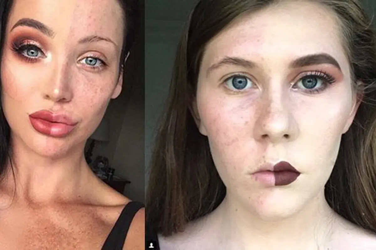 Tren makeup separuh./Copyright instagram hudabeauty & makeup_bygemma