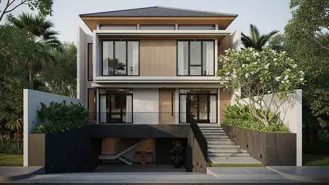Desain Carport di Basement