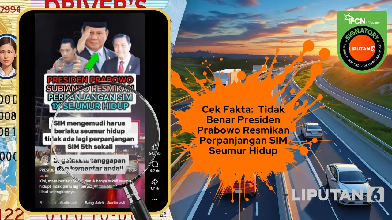 Tangkapan layar  klaim Presiden Prabowo resmikan perpanjangan SIM sekali seumur hidup