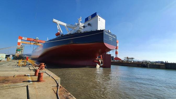 Pertamina luncurkan kapal baru VLCC (Very Large Crude Carrier) berkapasitas 2 juta barel dengan nama Pertamina Prime. (Dok Pertamina)