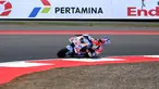 Pembalap Gresini Racing MotoGP, Marc Marque saat sesi latihan bebas MotoGP 2024 di Sirkuit Internasional Pertamina Mandalika, Lombok, Nusa Tenggara Barat, Jumat 27 September 2024. (SONNY TUMBELAKA/AFP)