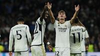 Nico Paz masuk buku rekor Real Madrid setelah menjebol gawang Napoli di Liga Champions 2023/2024 (AFP/OSCAR DEL POZO)