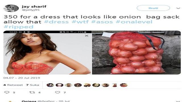 Gaun mirip karung bawang