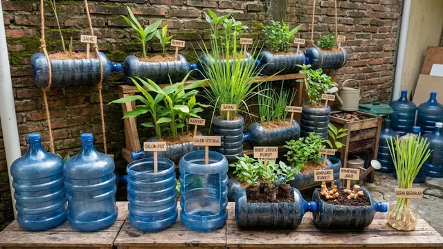 Cara Membuat Kebun Rempah dari Galon Bekas