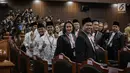 Tim kuasa hukum pasangan Calon Presiden dan Calon Wakil Presiden nomor urut 01 selaku pihak terkait mengikuti sidang putusan sengketa hasil Pilpres 2019 di Gedung Mahkamah Konstitusi, Kamis (27/6/2019). Sidang beragendakan pembacaan putusan oleh majelis hakim MK. (Liputan6.com/Faizal Fanani)