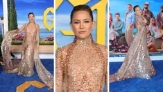 Foto kolase Kate Hudson saat menghadiri pemutaran perdana "Glass Onion: A Knives Out Mystery" di Academy Museum of Motion Pictures  di Los Angeles, California pada 14 November 2022. (AFP Photo)