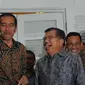 Presiden terpilih Joko Widodo dan Jusuf Kalla adakan jumpa pers di Rumah Transisi, Jakarta (15/9/2014) (Liputan6.com/Herman Zakharia)