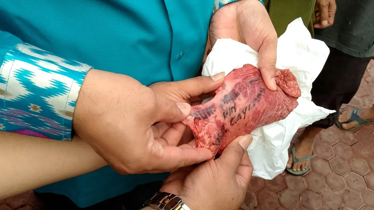 Viral paru sapi bertuliskan nama lengkap sohibul qurban atau orang yang berkurban. (Istimewa)