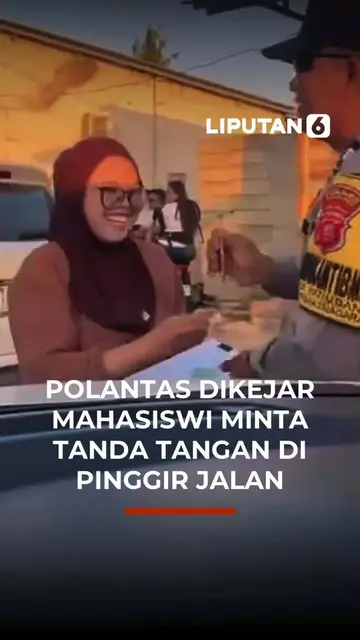 Polantas Dikejar Mahasiswi Minta Tanda Tangan di Pinggir Jalan