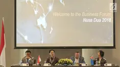 President Commissioner Emtek, Eddy Sariaatmadja dari Indonesia (kedua dari kiri) saat membuka  Process Business Forum 2018, yang diikuti pebisnis dari beberapa negara di Hotel Sofitel Nusa Dua, Bali, Senin (6/8). (Liputan6.com/Johan Tallo)