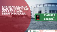 Raphael Maitimo dan Cristian Gonzales mencetak gol pada laga debut bersama Madura United.