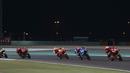 Pembalap Ducati, Andrea Dovizioso berada di posisi depan selama kejuaraan MotoGP di Sirkuit Internasional Losail di Doha, Qatar (10/3). Kemenangan di Sirkuit Losail membuat Dovizioso mengantongi 25 poin. (AP Photo/Hanson Joseph)