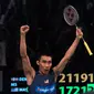 Tunggal putra Malaysia, Lee Chong Wei melakukan selebrasi usai menumbangkan Jan O Jorgensen (Denmark) di final BCA Indonesia Open 2016, Jakarta, Minggu (5/6/2016). Lee Chong Wei unggul 17-21, 21-19, 21-17. (Liputan6.com/Helmi Fithriansyah)