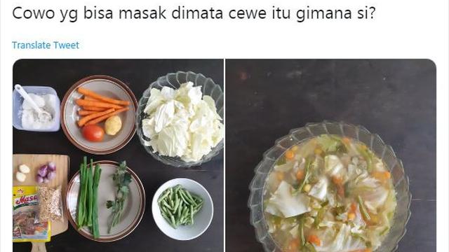 Unggahan seorang warganet yang dikomentari chef Arnold. (Foto: Dok. Twitter)