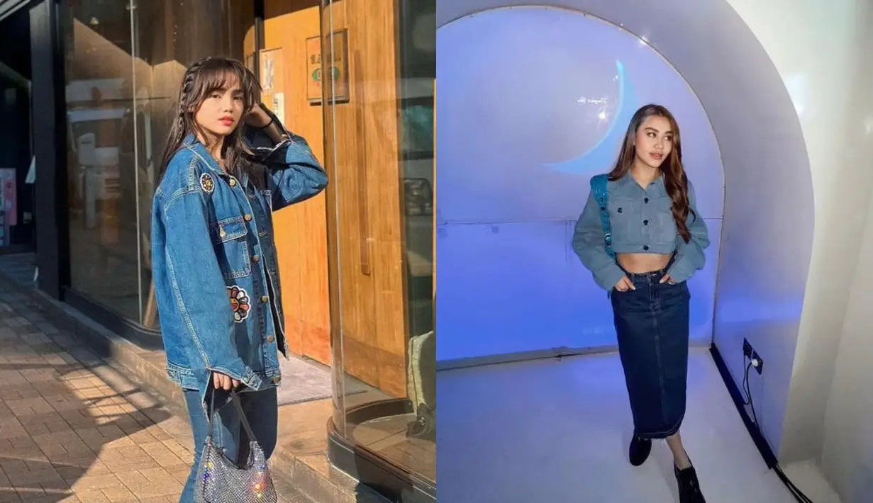 Bisa jadi ide OOTD denim on denim. Sontek gaya Fuji untuk beri kesan boyish look. Sementara gaya Aaliyah bisa jadi inspirasi untuk kamu yang ingin beri kesan feminin looks. [@fuji_an/@aaliyah.massaid]