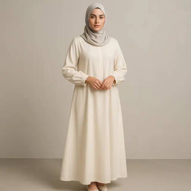 12 Model Busana Muslimah 1 Warna yang Ngetren di 2025, Tampilan Simpel tapi Elegan