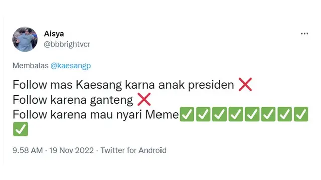 6 Alasan Netizen Follow Twitter Kaesang Pangarep Ini Bikin Tepuk Jidat