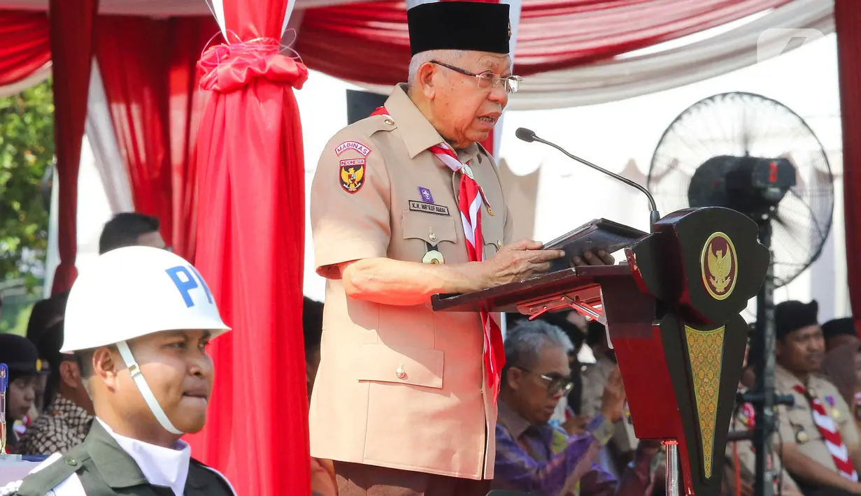 Peringatan Hari Pramuka ke-63 tahun 2024 diikuti sekitar 10.000 anggota pramuka dari seluruh Kwartir Daerah se-Indonesia. (Liputan6.com/Herman Zakharia)