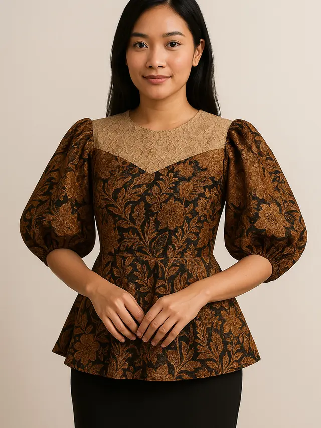 Model Batik Brokat Kombinasi Lengan Petal Terbaru 2025 (Image by ChatGPT)