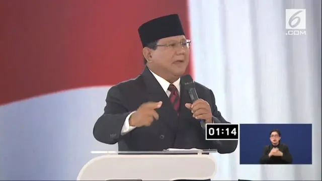 Calon Presiden nomor urut 02 Prabowo Subianto dalam debat keempat Pilpres 2019. (Liputan6.com)