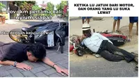 6 Meme Jatuh dari Motor Ini Kocak, Tetap Tersenyum Meski Menahan Sakit
