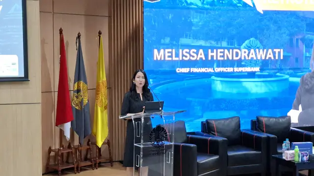 Direktur Keuangan PT Super Bank Indonesia Tbk atau Superbank, Melisa Hendrawati di acara International Capital Market Seminar 2026, di FEB Universitas Indonesia, Depok, Jawa Barat, Jumat (6/2/2026). (Foto: Liputan6.com/Arief RH)