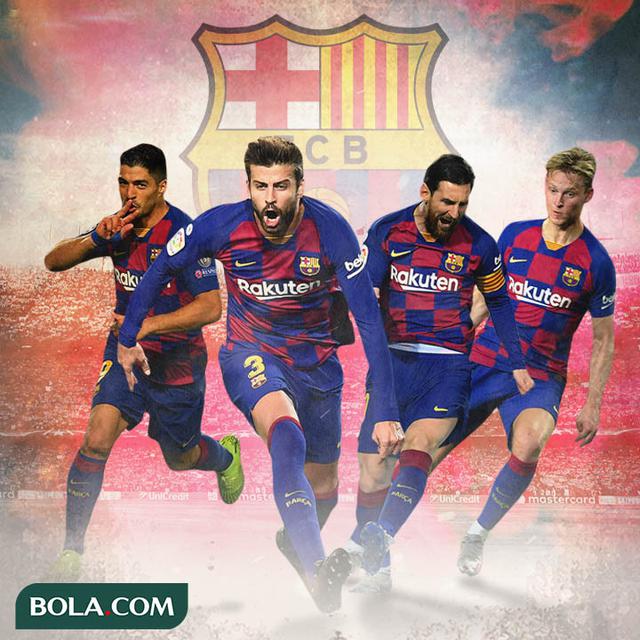 Barcelona FC - Luis Suarez, Gerard Pique, Lionel Messi, Frenkie de Jong