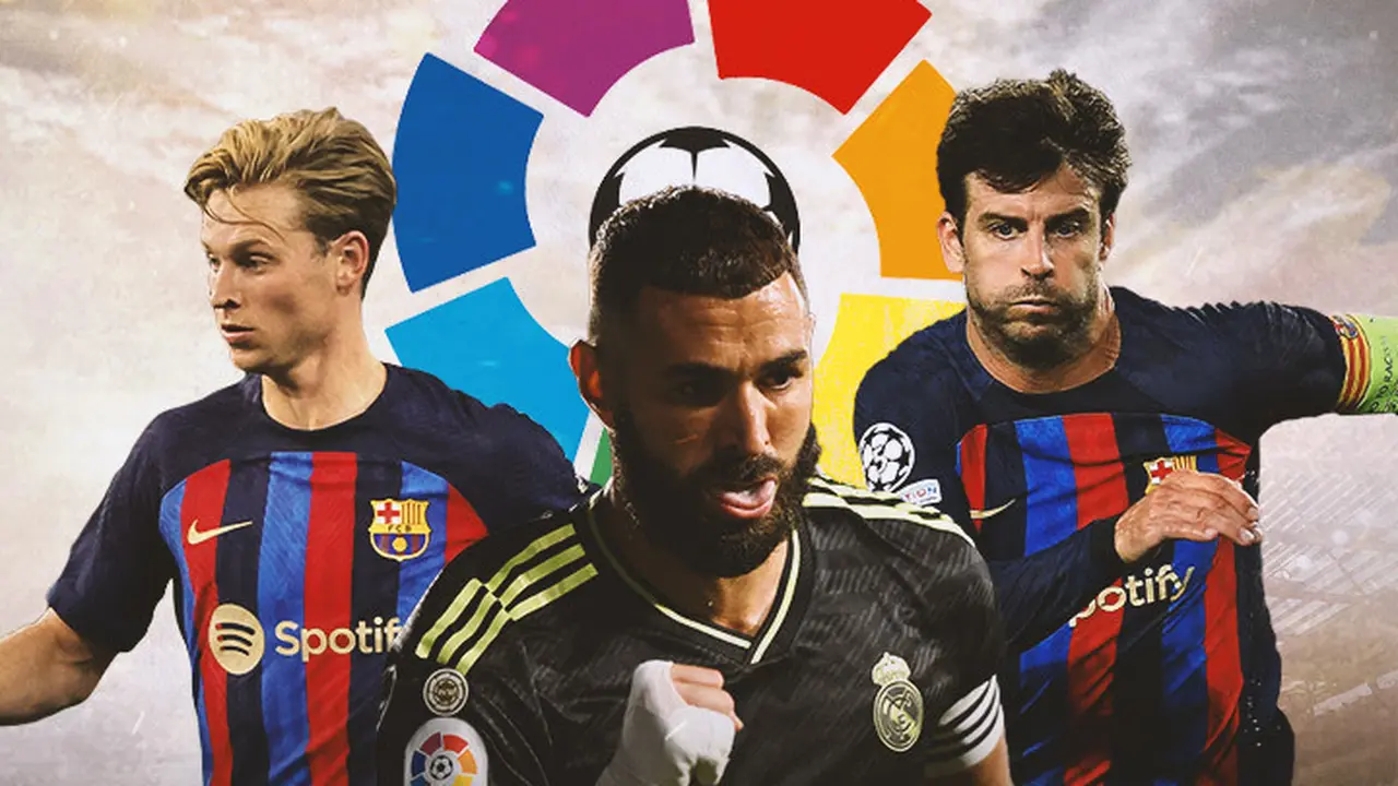 La Liga - Frenkie de Jong, Karim Benzema, Gerard Pique