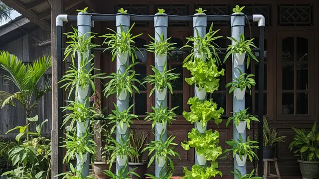 Desain Kebun Sayur Vertikultur Tanpa Tanah. AI
