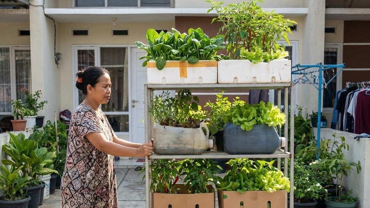 10 Desain Kebun Sayur Vertikal dari Box Bekas, Panen Melimpah Setiap Hari
