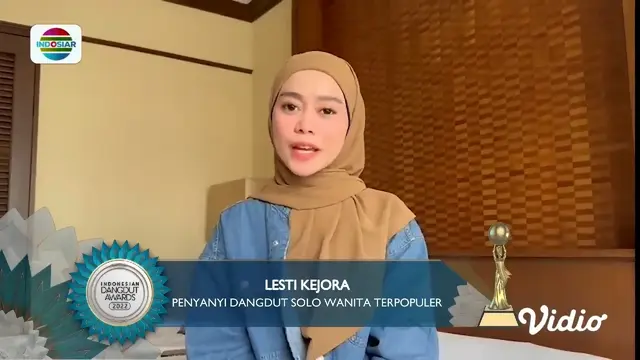 Lesti Kejora menang piala Indonesian Dangdut Awards 2022 (Foto: Indosiar via Youtube)