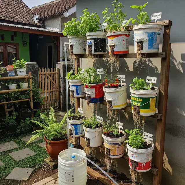 9 Cara Buat Kebun Vertikal Murah dari Ember Cat Bekas untuk Pemula, Hemat Lahan