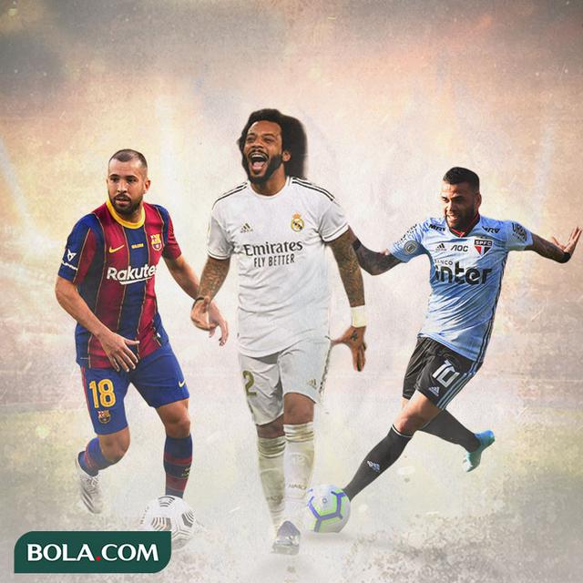 Ilustrasi - Jordi Alba, Marcelo, Dani Alves