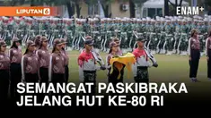 Menjelang HUT ke-80 RI, calon Pasukan Pengibar Bendera Pusaka (Paskibraka) Nasional menggelar latihan gabungan di Taman Rekreasi Wiladatika, Depok.