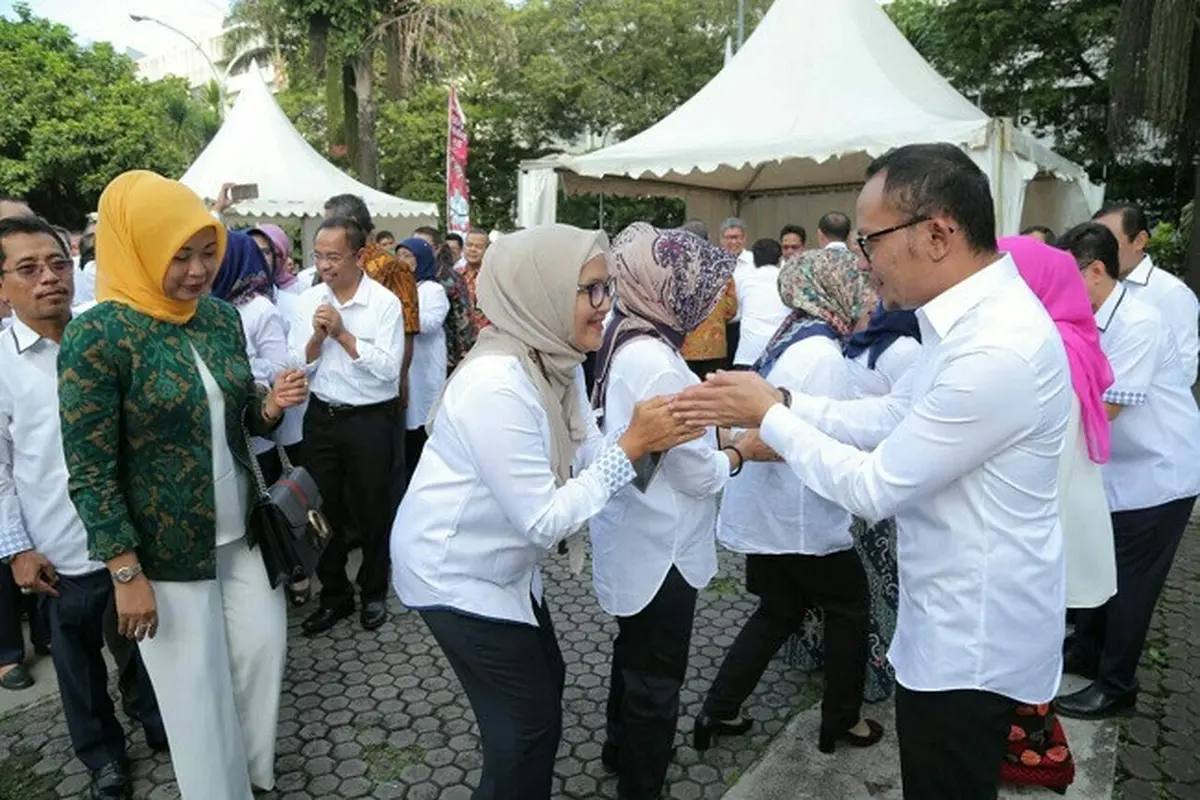 Menaker Hanif Dhakiri menggelar halal bihalal di kantor Kemnaker (Dok Foto: Liputan6.com/Septian Deny)