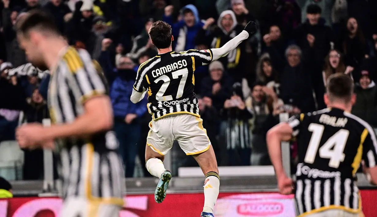 Juventus menambah gol menjadi 4-1 di menit ke-75 setelah pemain Salernitana Bronn mencetak gol ke gawangnya sendiri.Yildiz melengkapi penampilan apiknya dengan mencetak gol pada menit ke-88 sebelum ditambah gol Weah di masa injury time. (Marco Alpozzi/dpa via AP)