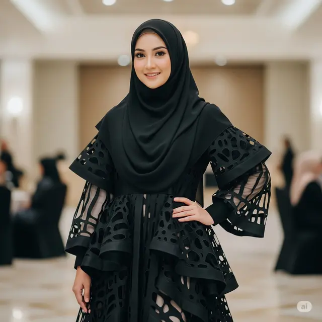 Dress Hitam Berlayer dengan Cut-Out Details yang Edgy
