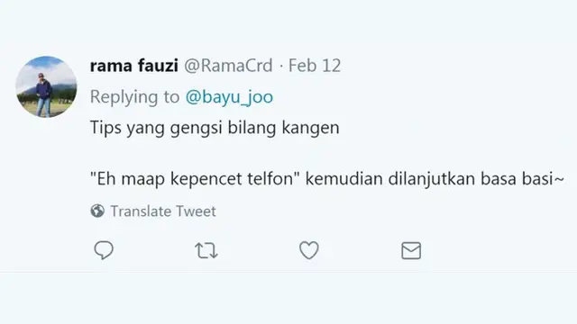 Deretan Twit Kocak Gengsi Bilang Kangen