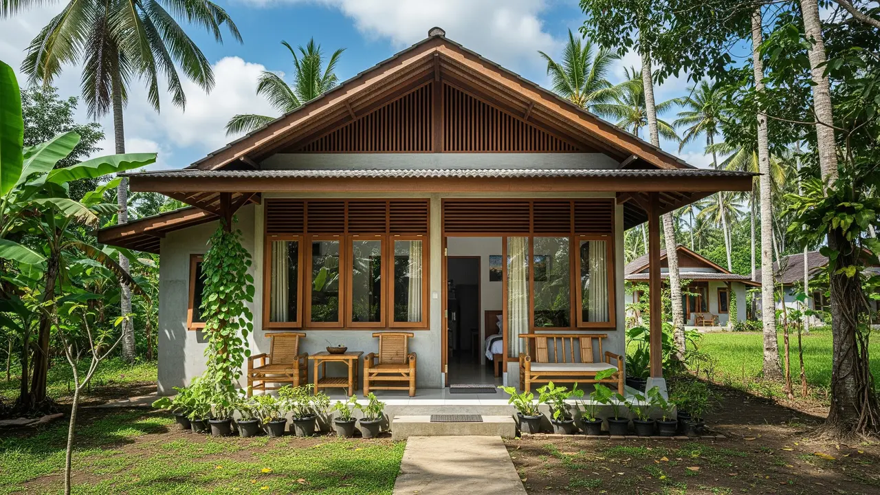 Desain Rumah Tropis Kecil dengan Ventilasi Maksimal & Cahaya Natural/ Ilustrasi AI