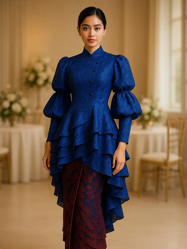 Model Kebaya Janggan Brokat Lengan Balon