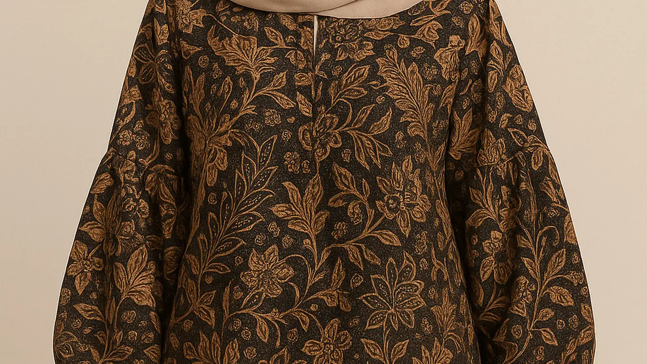 Model Tunik Batik Longgar Lengan Bishop
