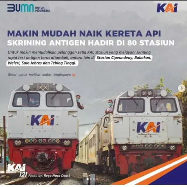 KAI Layani Rapid Test Antigen Penumpang Kereta di 80 Stasiun