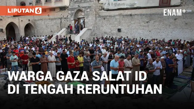 Potret Warga Palestina Laksanakan Salat Idul Adha di Antara Reruntuhan Bangunan