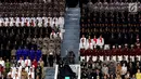 Anggota kepolisian dari berbagai kesatuan mengikuti upacara peringatan HUT ke-72 Bhayangkara di Istora Senayan, Jakarta, Rabu (11/7). Hari Bhayangkara diperingati sebagai hari lahirnya Kepolisian Negara Republik Indonesia. (Liputan6.com/Johan Tallo)