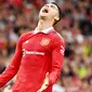 Megabintang asal Portugal ini masih melempem di Liga Inggris musim ini. Cristiano Ronaldo belum mampu menunjukkan ketajamannya sebagai juru gol untuk Setan Merah. Saat ini CR7 belum berhasil menyumbang gol untuk MU. (AFP/Oli Scarff)