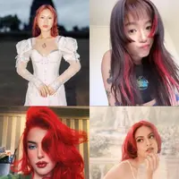 Selebgram dengan rambut merah (Sumber: instagram/andirazh/tasyafarasya/cindercella/cakecaine)